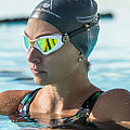 Swimming goggles Aqua Sphere KAIMAN EXO titanium. gold mirror glass